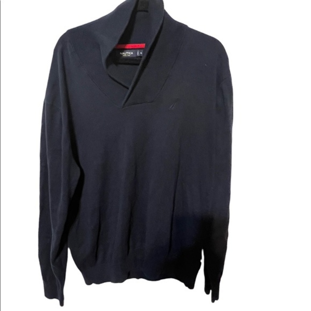 Nautica Black Mens Long Sleeve Sweater 100% Cotton Size XL